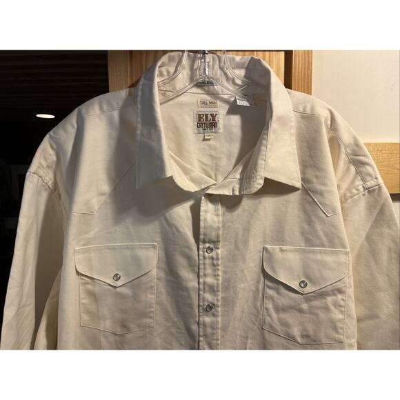 Ely Cattleman Vintage Men’s 20 White Cotton Blend Pearl Snap Western Shirt - Picture 4 of 12